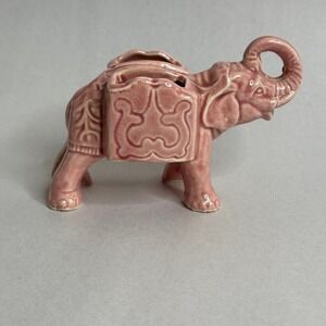 Pink Ceramic Elephant Cigar Planter Holder Figurine Vintage Japan Retro